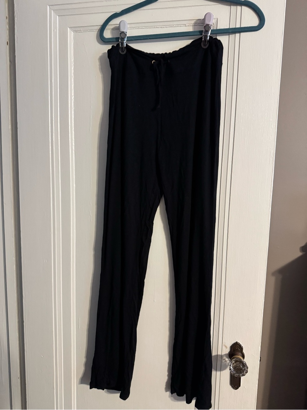 Wide Leg Drawstring Lounge Pants in Black